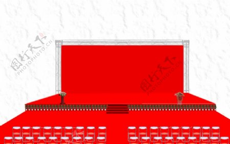 航架舞台凳子红色背景舞台图片