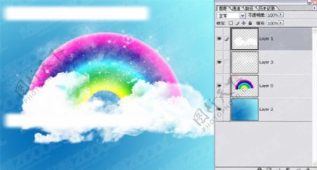 可爱彩虹云朵壁纸psd分层素材图片
