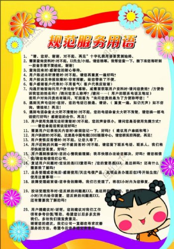 中国电信规范服务用语海报图片
