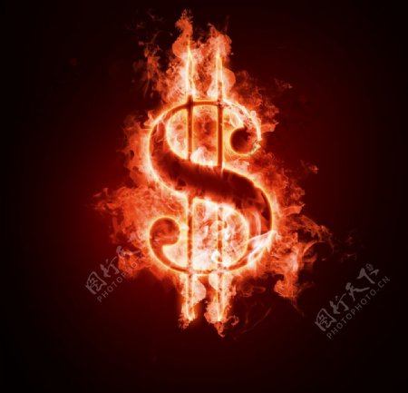 燃烧中的钱符号图片