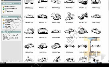 132个经典的黑白卡通汽车图案矢量素材图片