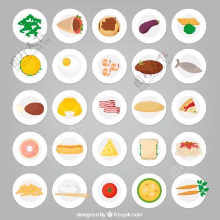 25款圆盘中的食物矢量图