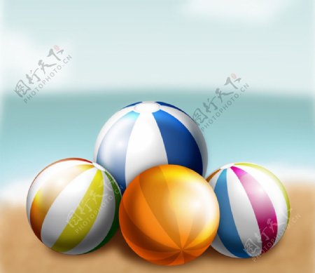 彩色沙滩球矢量素材