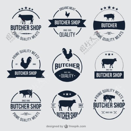 9款创意肉制品商店标签矢量素材