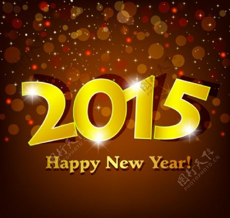 金色剪纸2015新年背景
