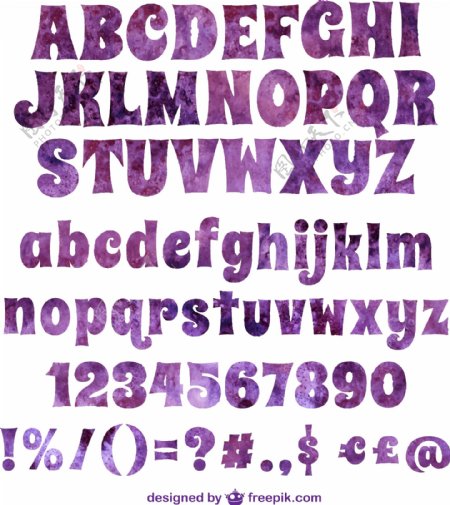 紫色大小写字母与符号矢量素材