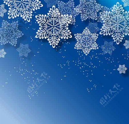 蓝色冬季雪花圣诞节背景