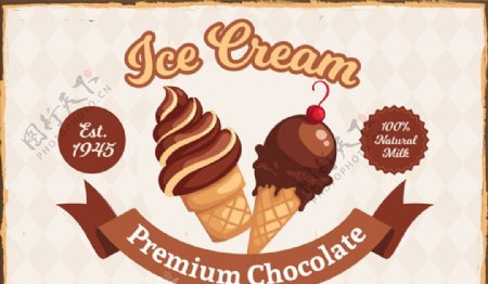 复古巧克力冰淇淋的背景
