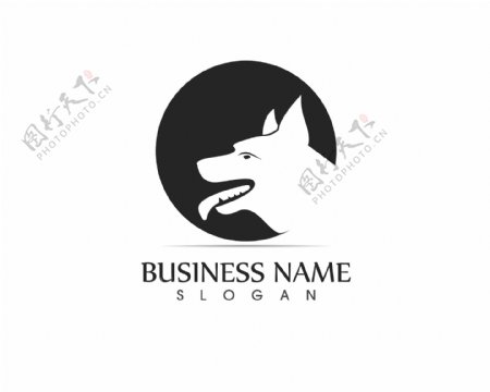 黑白圆形动物logo矢量素材