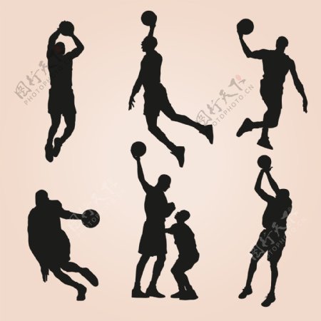 篮球比赛培训运动轮廓剪影