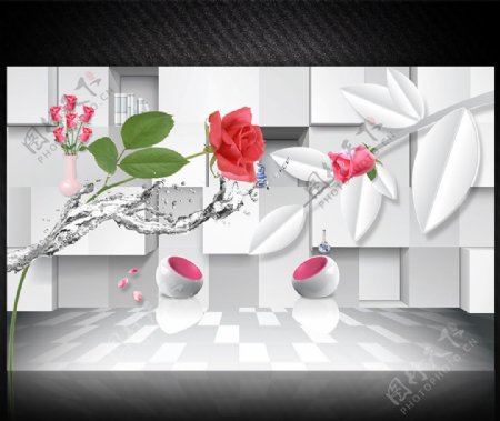 浪漫玫瑰装饰电视背景墙
