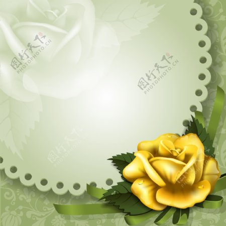 金色玫瑰装饰边框矢量素材