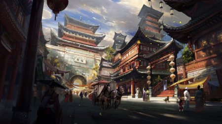 中国古代城镇原画