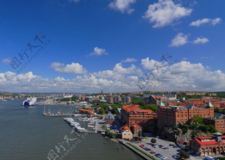 瑞典哥德堡城市一角俯瞰