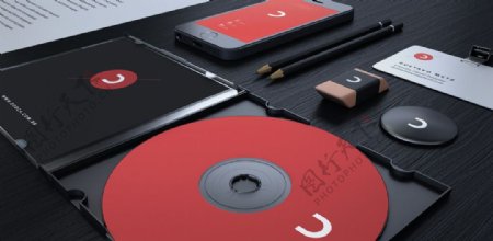 红黑简约CD盒设计