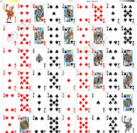 扑克正面单幅54张印刷版式