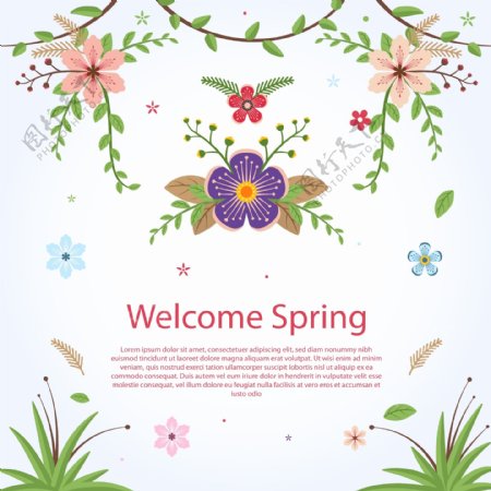 春季花草花卉海报