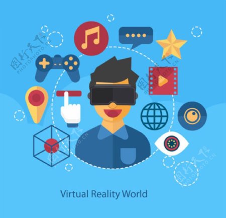 戴VR虚拟现实眼镜的男子
