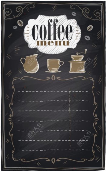 咖啡花纹菜单图片