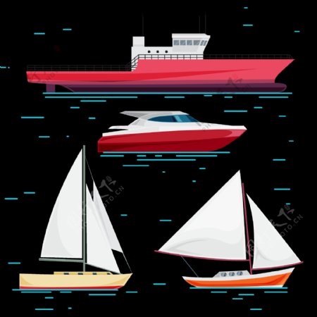 帆船游艇插图免抠png透明图层素材