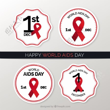 带红色丝带的世界爱滋病日徽章