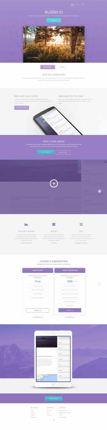 紫色简洁时尚网页UI设计模板