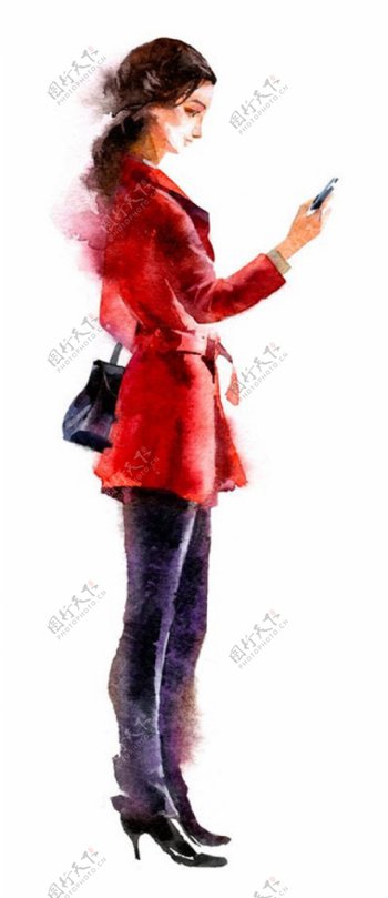 红色腰带女装设计图
