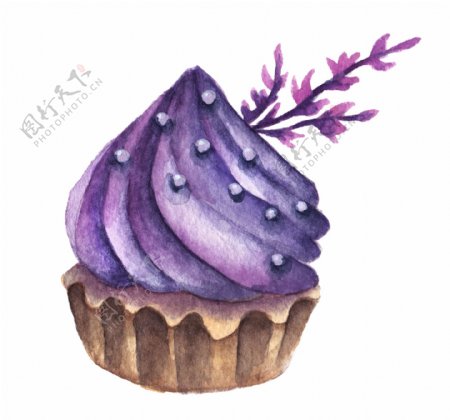 紫色桃状糕点花枝图片素材