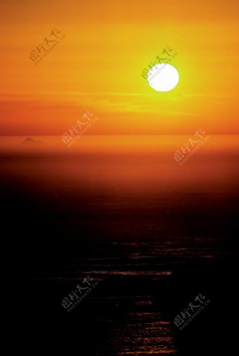 金色晚霞夕阳海面图片