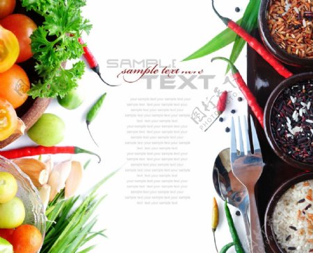 餐具和蔬菜背景素材图片