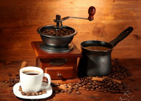 咖啡与咖啡研磨机图片
