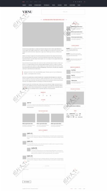 外国网站设计简约单一网页UI模板