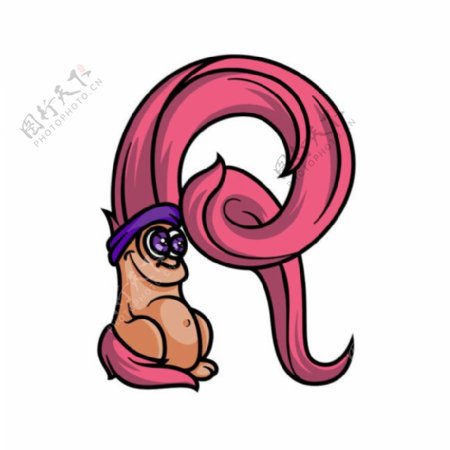 卡通动物字母Q图片