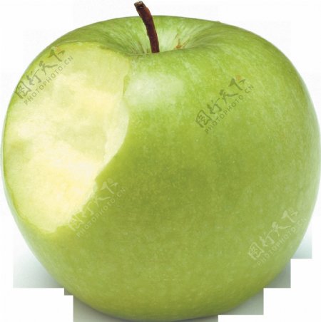 咬一口的绿苹果图片免抠png透明图层素材