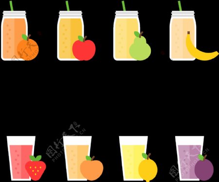 各种果汁彩色图标免抠png透明图层素材