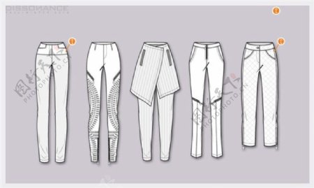 5款长裤设计图