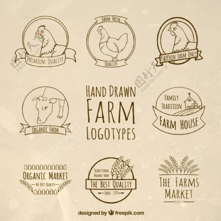 8款手绘农场标志矢量素材