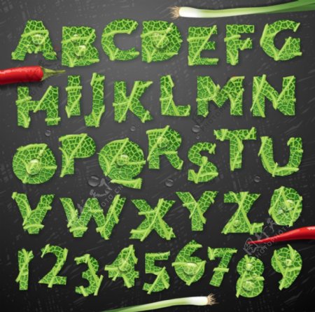 创意蔬菜字母设计矢量素材