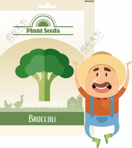 复古植物种子海报矢量素材下载