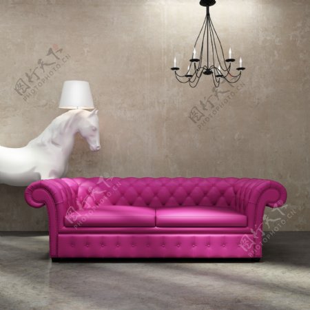 时尚的粉色沙发