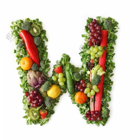 蔬菜水果组成的字母W