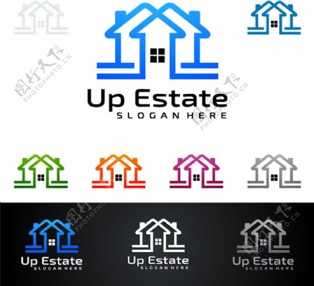 彩色房屋logo设计图片