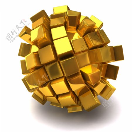 金色3D立方体