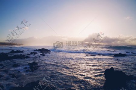 海水云海洋岩石波浪