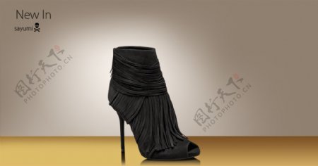 黑色新品欧美高跟鞋图片