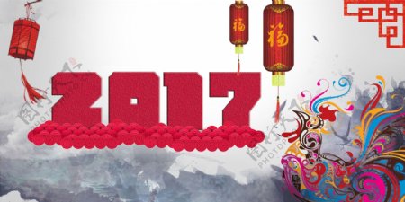 2017鸡年中国风背景