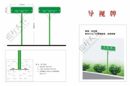 绿色路牌标识牌导视牌设计