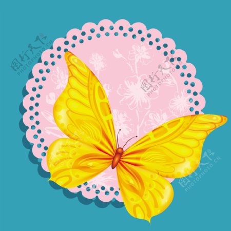 漂亮黄色蝴蝶背景图