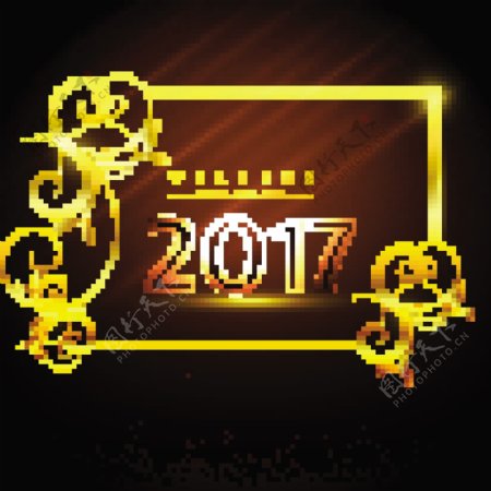 金黄花卉框架2017年背景