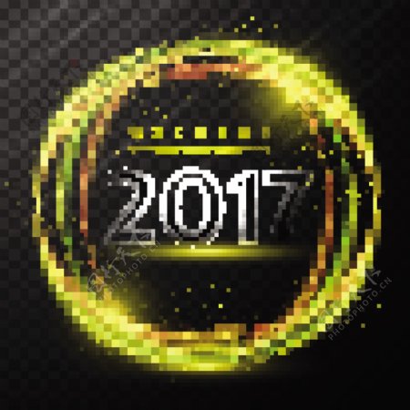 2017年背景闪亮的金色圆环